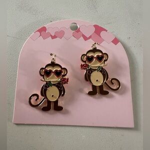 Cute Monkey Earrings for Kids - Brown and Pink
